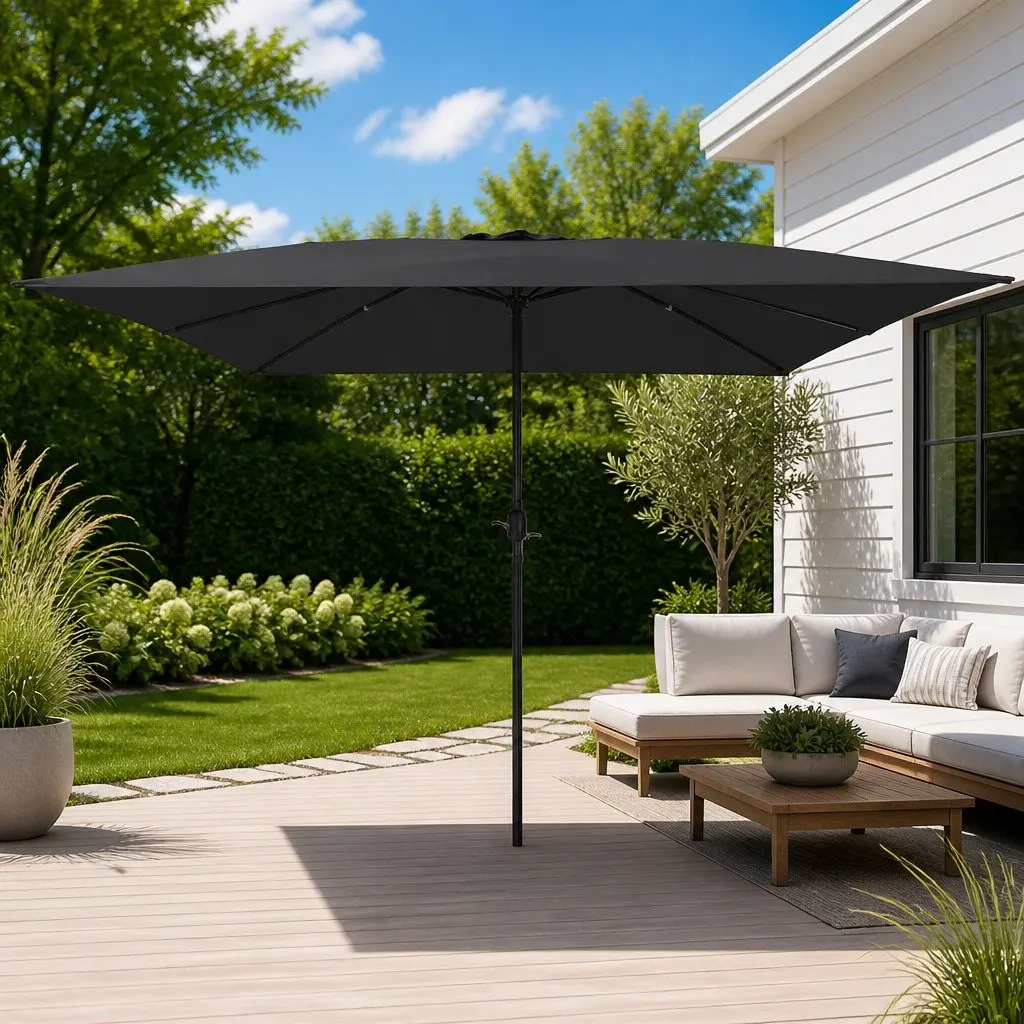 Garden Parasol UV-resistant Fabric 295x295x245cm Anthracite Outdoor Umbrella Sunshade Patio Canopy