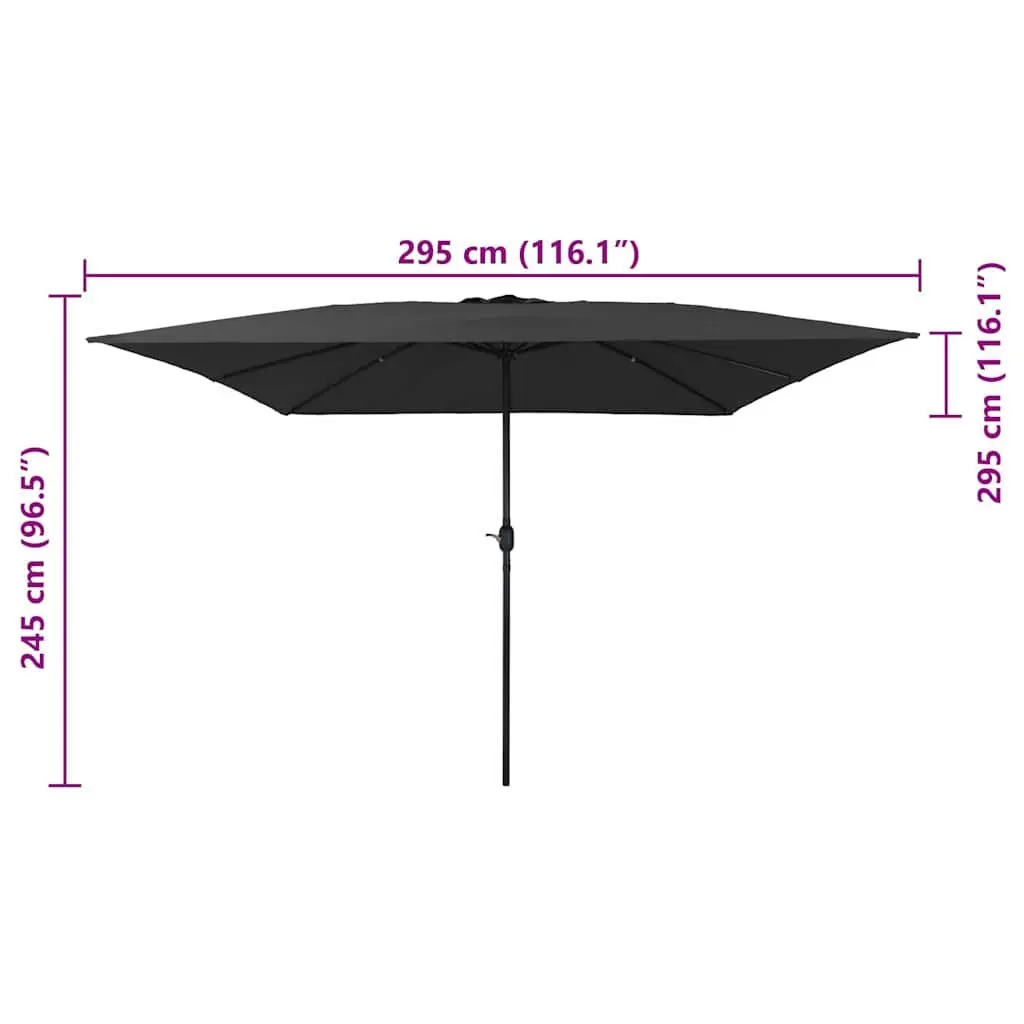 Garden Parasol UV-resistant Fabric 295x295x245cm Anthracite Outdoor Umbrella Sunshade Patio Canopy
