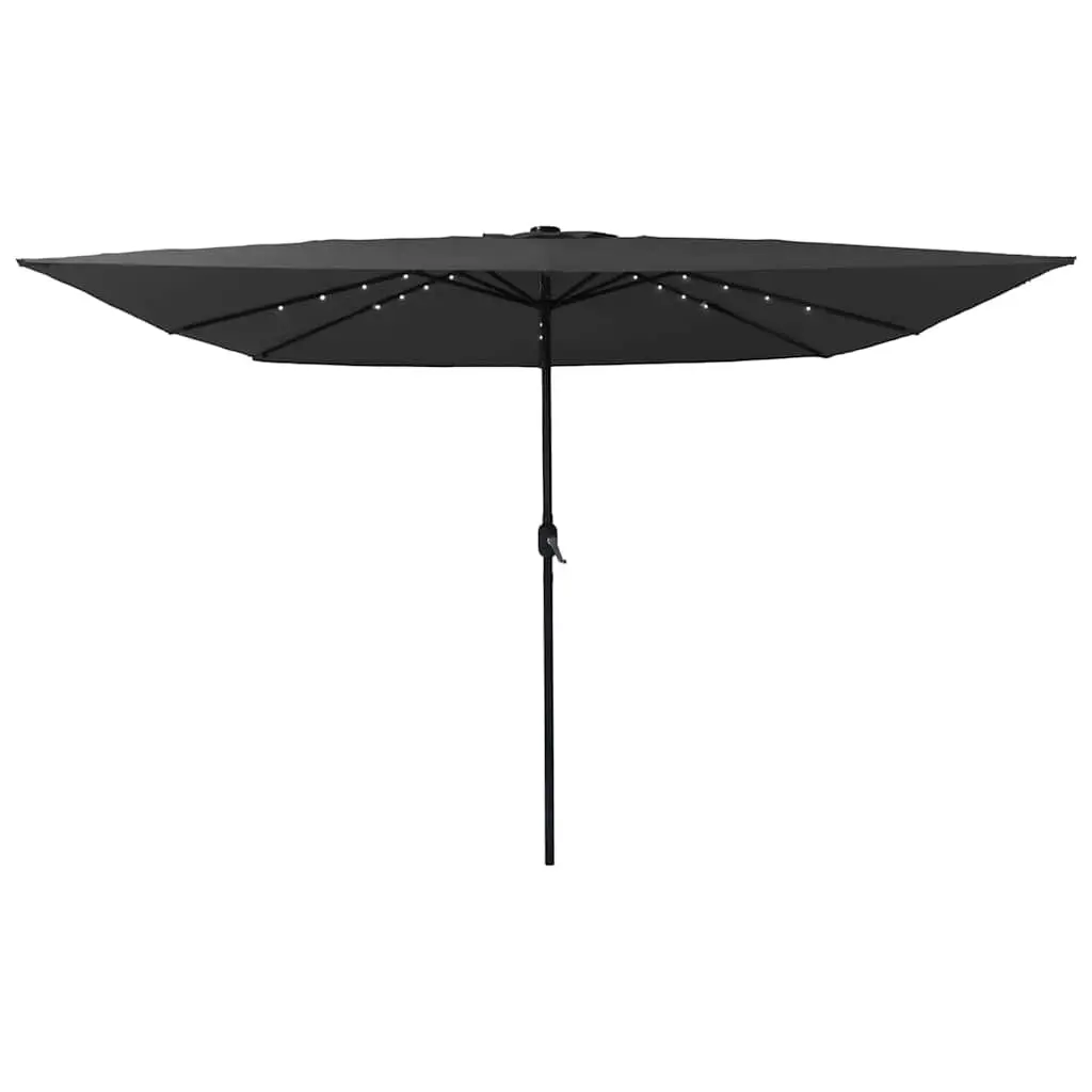 Garden Parasol Polyester 295cm Square Anthracite with LED Lights
