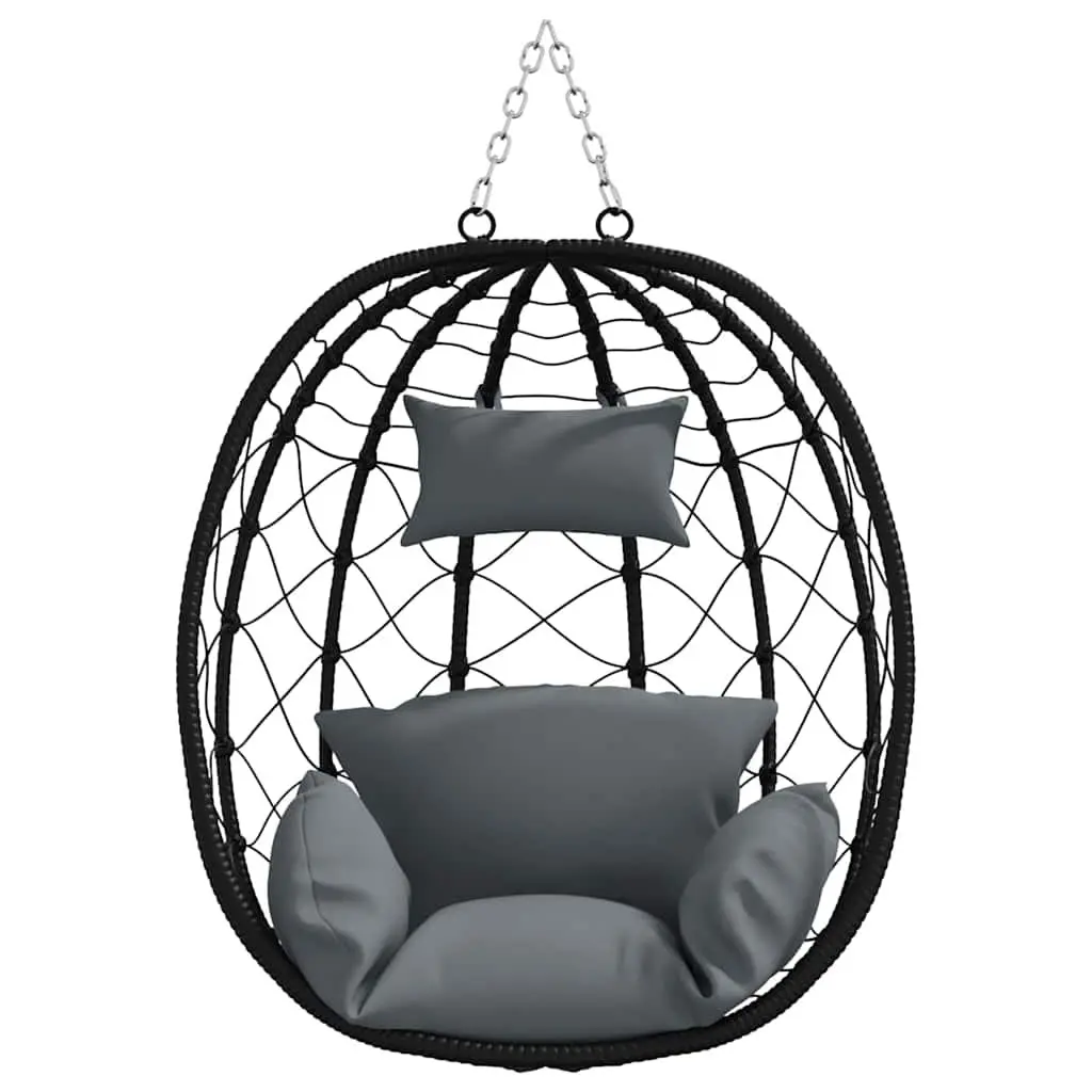 Hanging Egg Chair Poly Rattan Steel 91.5 x 54.5 x 107 cm Anthracite Outdoor Indoor Swing Porch Garden Balcony
