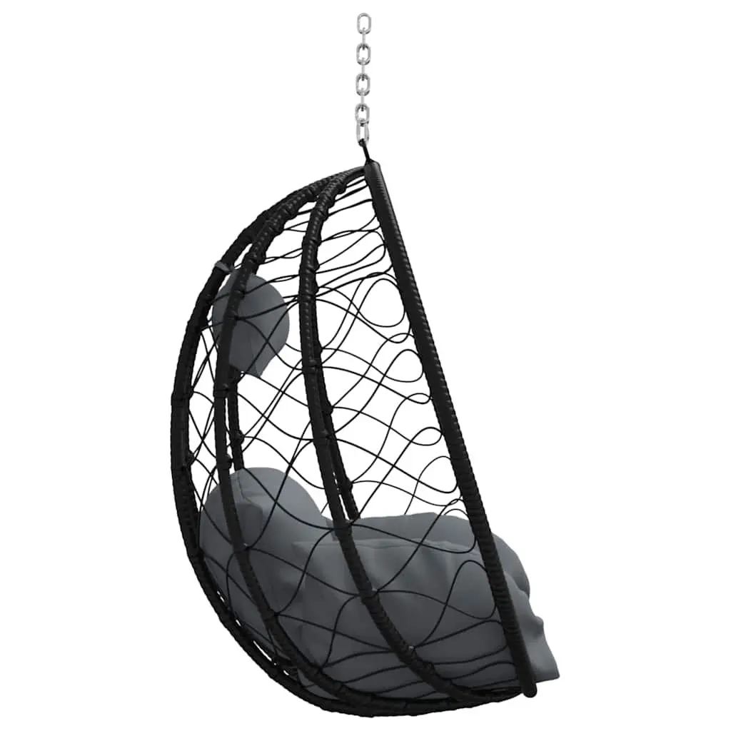 Hanging Egg Chair Poly Rattan Steel 91.5 x 54.5 x 107 cm Anthracite Outdoor Indoor Swing Porch Garden Balcony