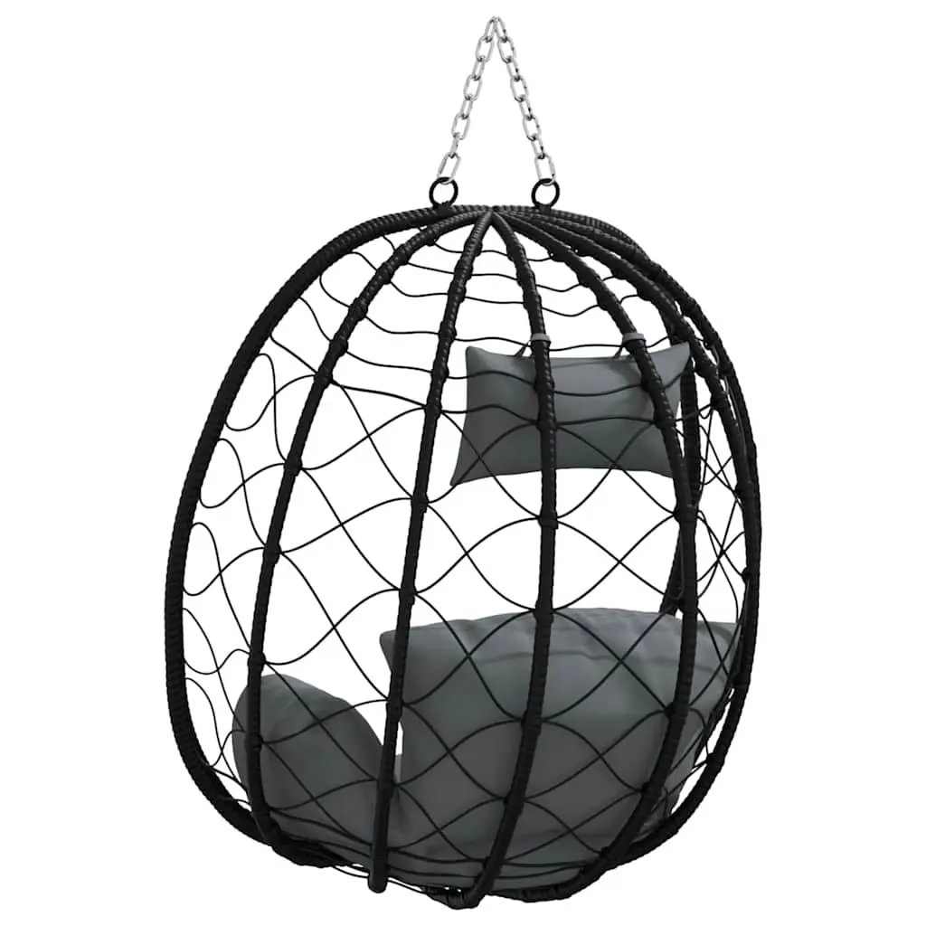 Hanging Egg Chair Poly Rattan Steel 91.5 x 54.5 x 107 cm Anthracite Outdoor Indoor Swing Porch Garden Balcony