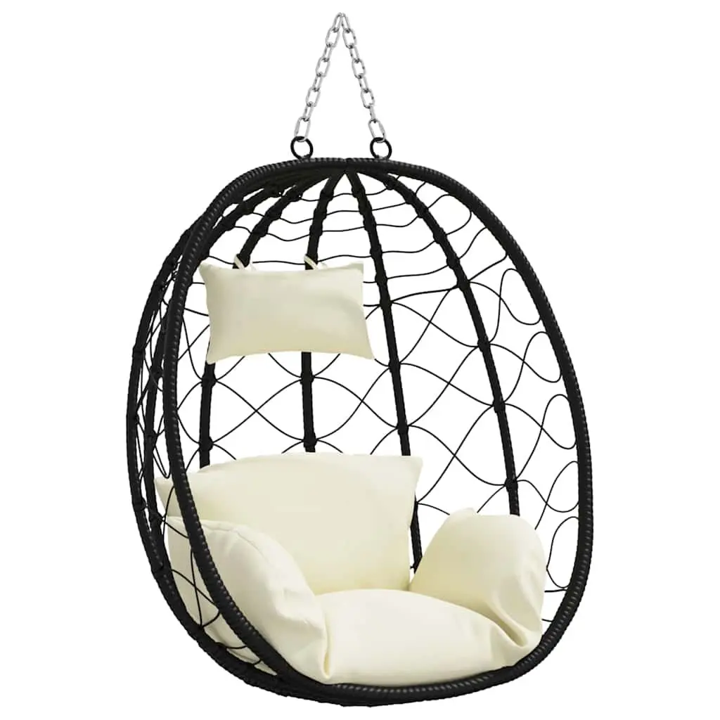 Hanging Egg Chair Ergonomic Steel Cream Indoor Outdoor Swing Seat