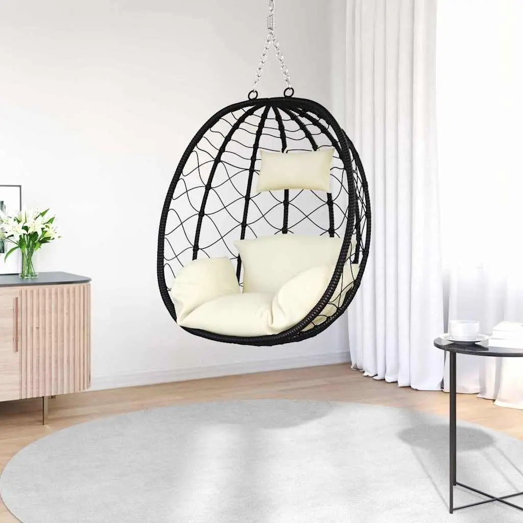Hanging Egg Chair Ergonomic Steel Cream Indoor Outdoor Swing Seat