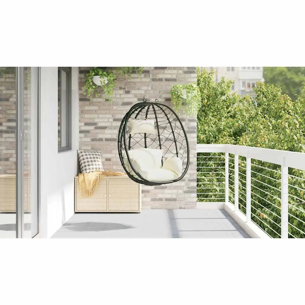 Hanging Egg Chair Ergonomic Steel Cream Indoor Outdoor Swing Seat