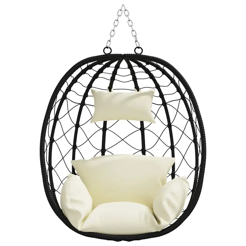 Hanging Egg Chair Ergonomic Steel Cream Indoor Outdoor Swing Seat