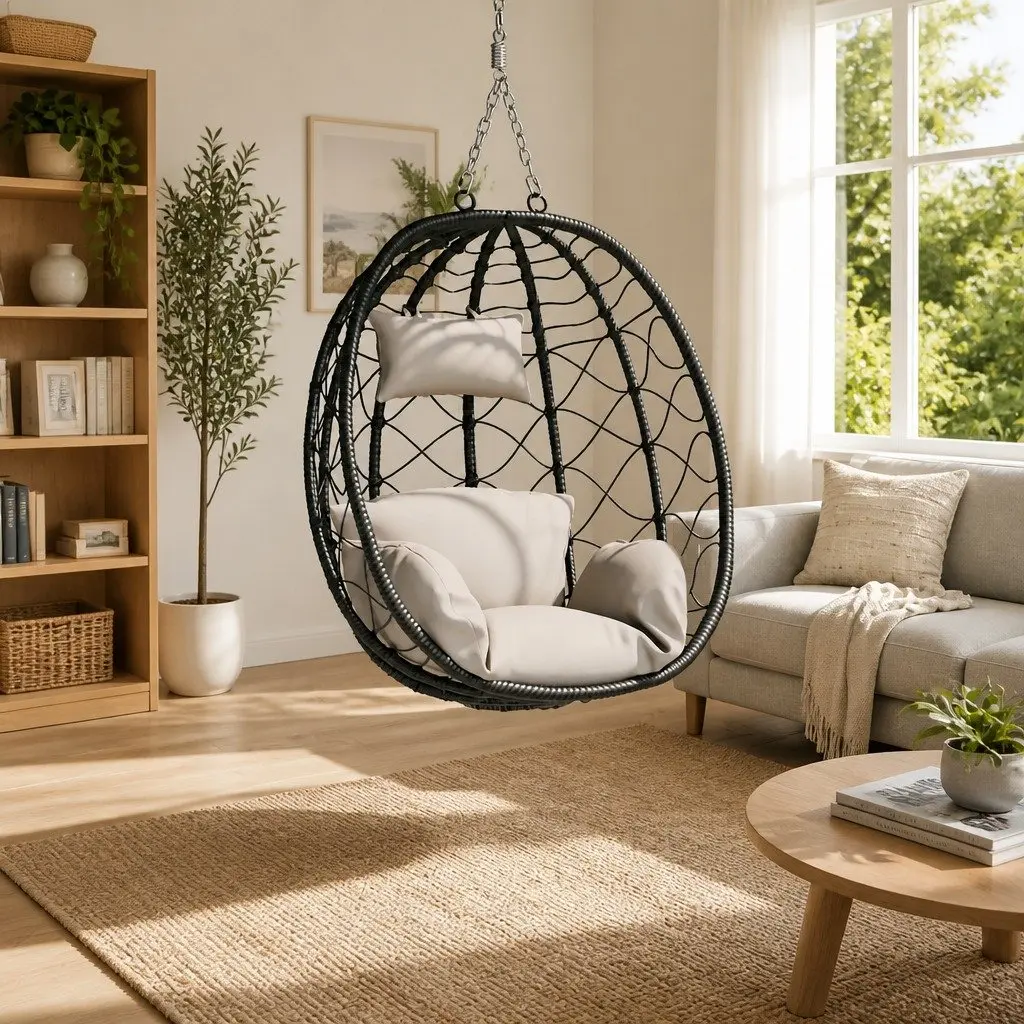 Taupe Hanging Egg Chair for Indoor & Outdoor Living