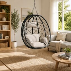 Versatile Taupe Hanging Egg Chair for Indoor & Outdoor Living