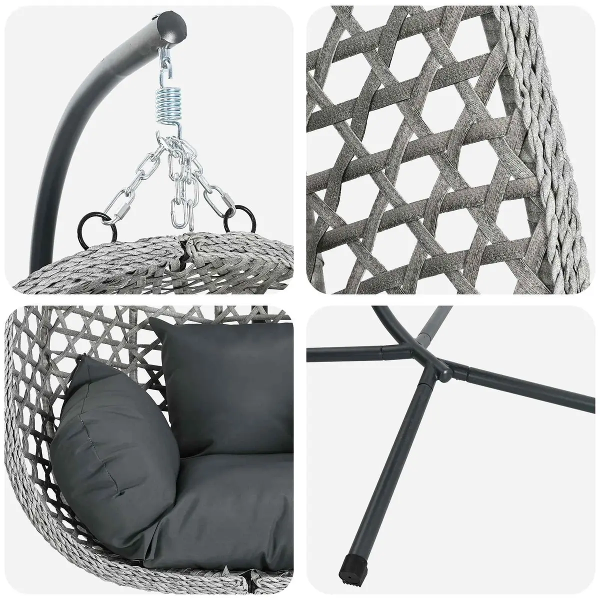 Hanging Egg Chair with Stand Foldable Indoor Outdoor Patio Garden Furniture
