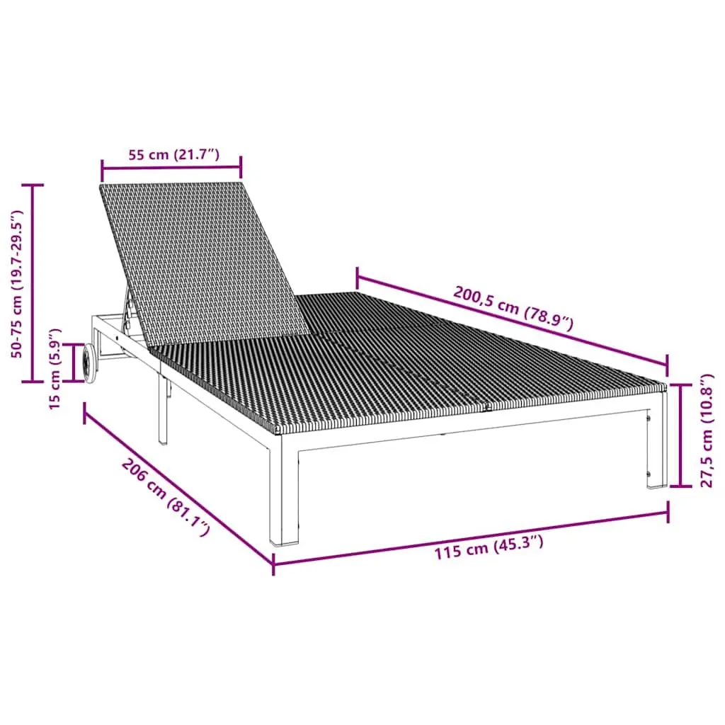 Sun Lounger for Garden and Terrace Use