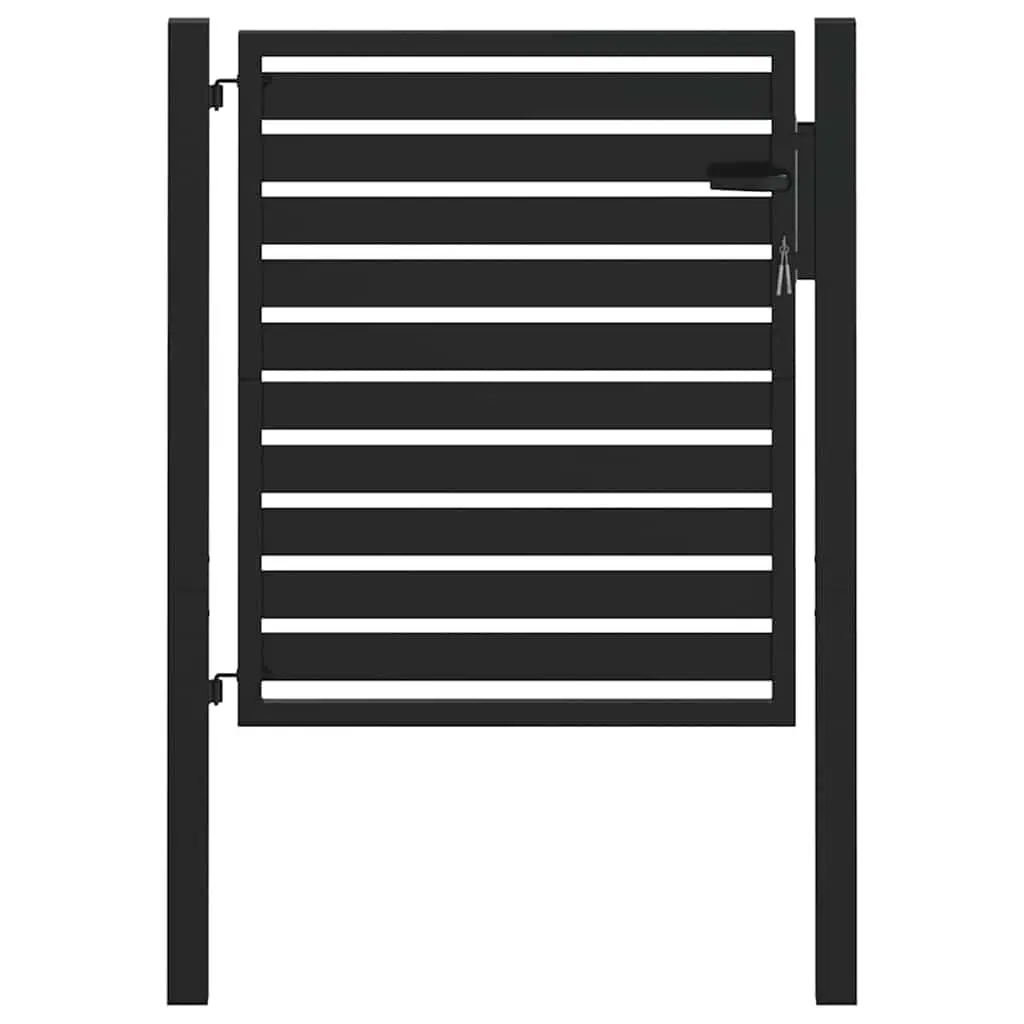Garden Gate Black Lockable Aluminium Fence Entry Gate 100x100cm Outdoor Patio