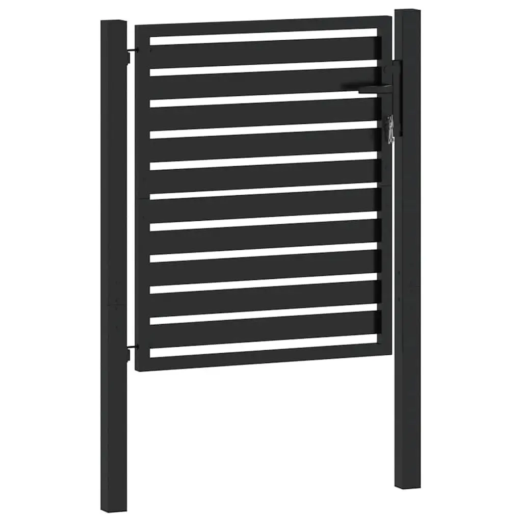 Garden Gate Black Lockable Aluminium Fence Entry Gate 100x100cm Outdoor Patio