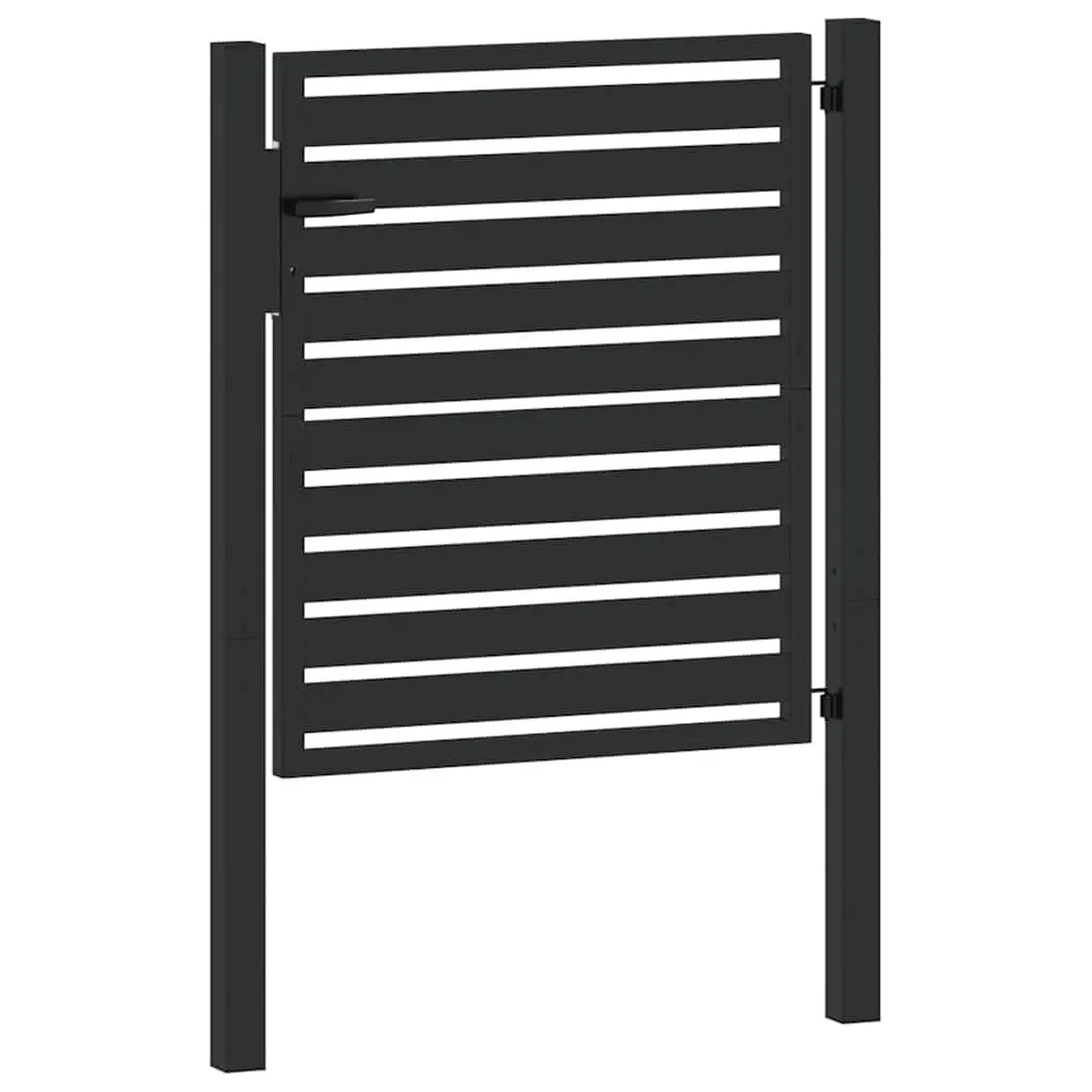 Garden Gate Black Lockable Aluminium Fence Entry Gate 100x100cm Outdoor Patio