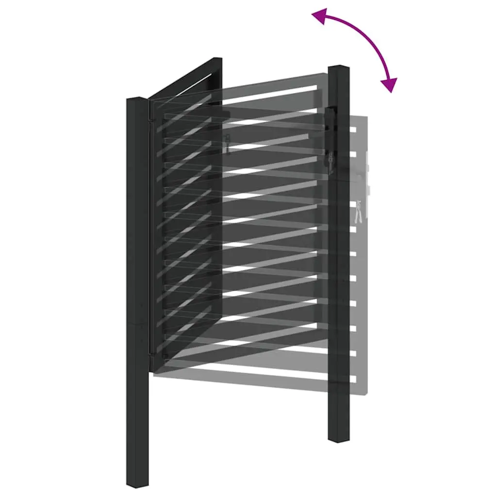 Garden Gate Black Lockable Aluminium Fence Entry Gate 100x100cm Outdoor Patio