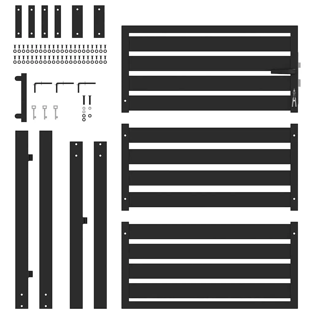 Garden Gate Lockable Aluminium 100x120cm Black