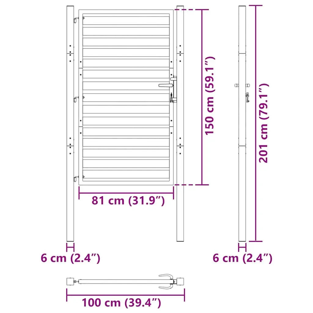 Garden Gate Lockable Powder-coated Aluminium 100x150 cm Black