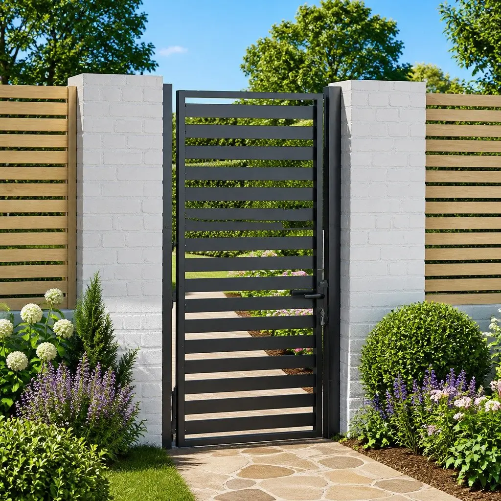 Lockable Garden Gate 100x180cm Black