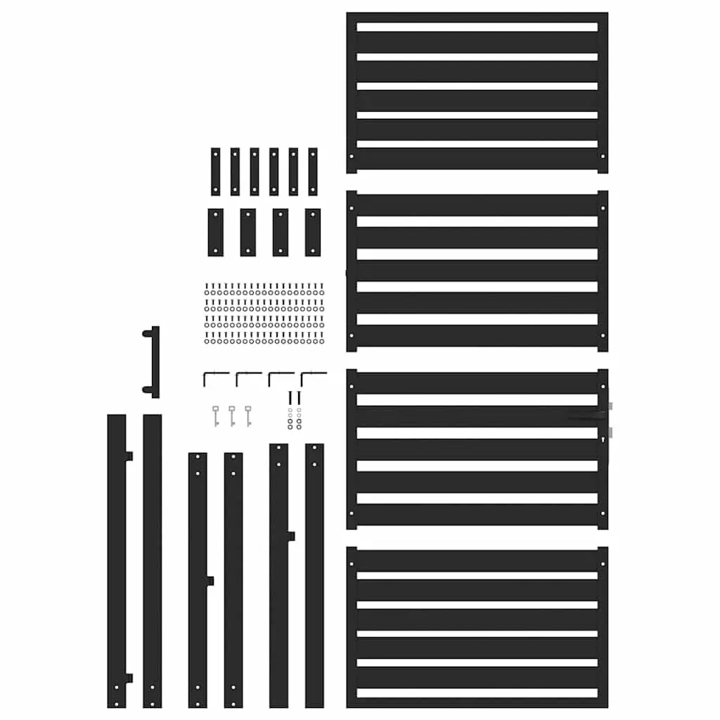 Black Aluminium Garden Gate Lockable 100x200cm Entry Fence Patio Durable Weather