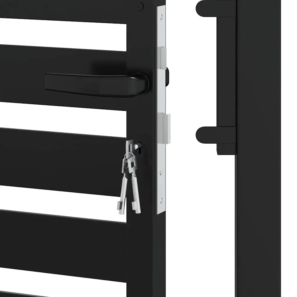 Black Aluminium Garden Gate Lockable 100x200cm Entry Fence Patio Durable Weather