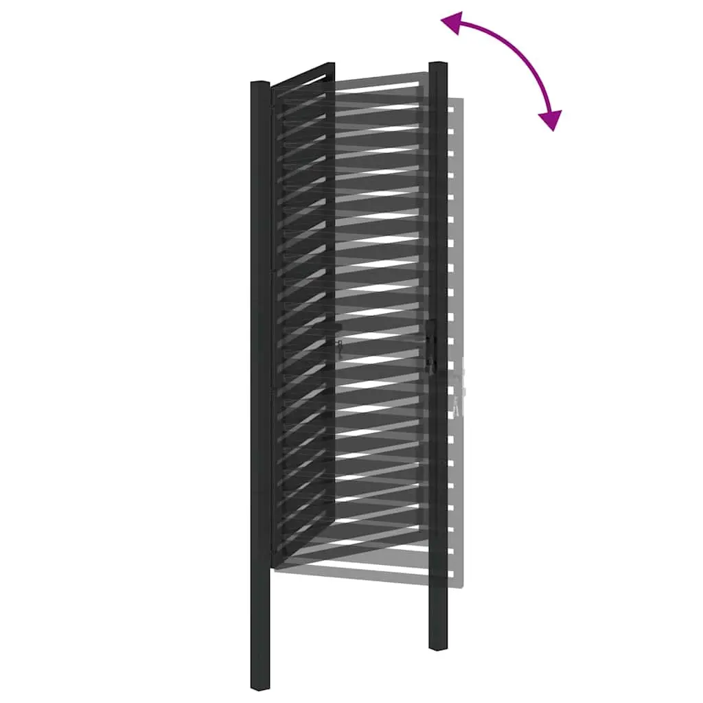 Black Aluminium Garden Gate Lockable 100x200cm Entry Fence Patio Durable Weather