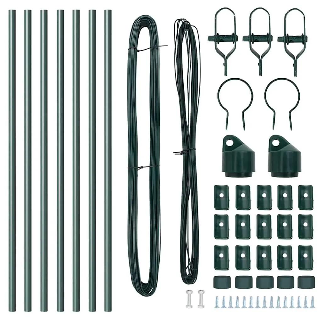 Fence Posts 7 Pieces Green Steel Embedded Garden Boundary Markers Outdoor
