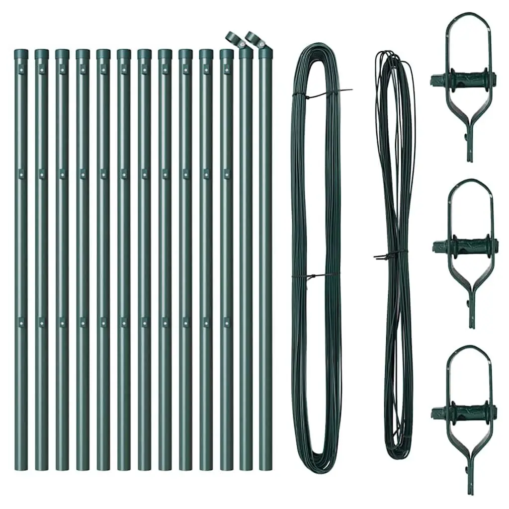 Embedded Fence Post Steel 13 Piece Green Cylindrical Garden Boundary Marker
