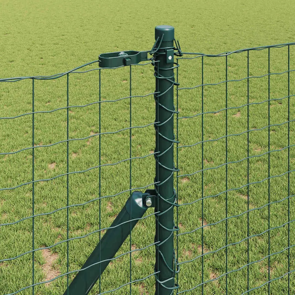 Embedded Fence Post Powder-Coated Galvanized Steel 13 pcs Green