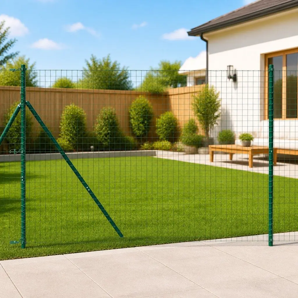 Fence Post Powder-Coated Galvanized Steel 13 Pieces Green Cylindrical Garden Terrace Boundary Markers