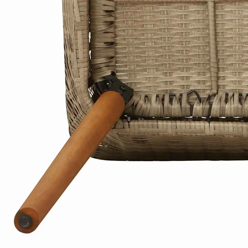 Outdoor Garden Chair Set Poly Rattan Acacia Wood Legs Beige 2 Piece