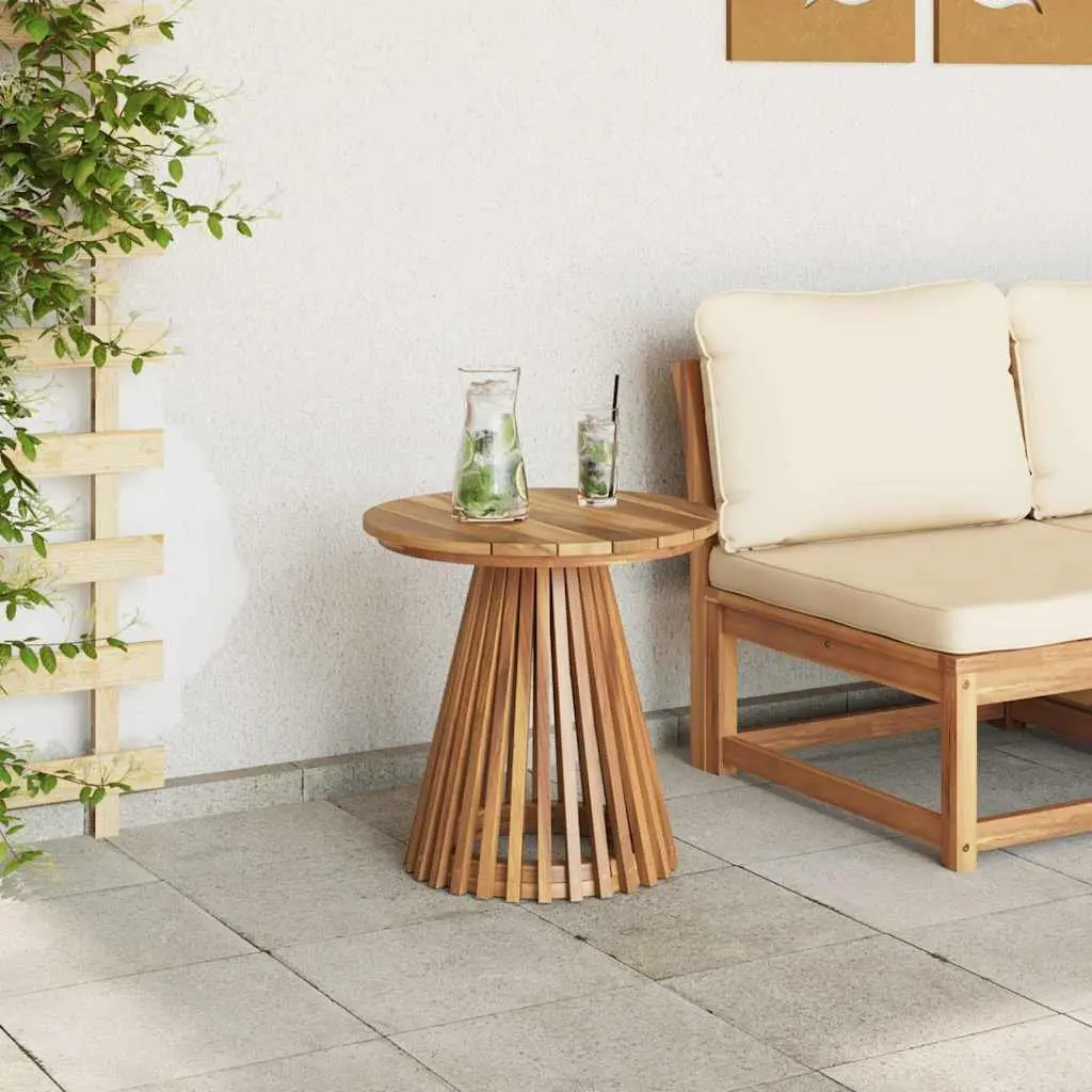 Outdoor Table Teak Wood Round Brown 50x50x49.5cm Garden Patio Furniture