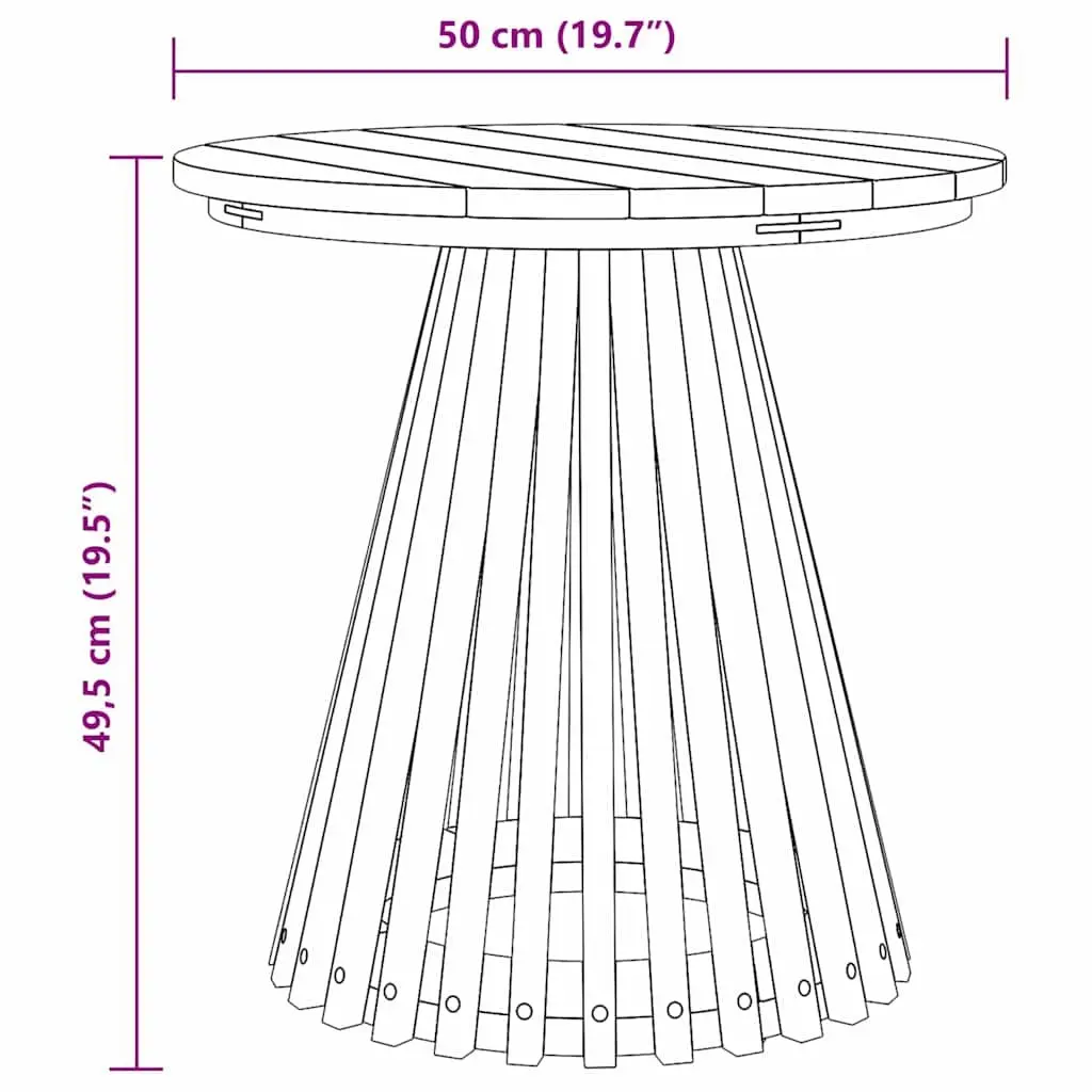 Outdoor Table Teak Wood Round Brown 50x50x49.5cm Garden Patio Furniture