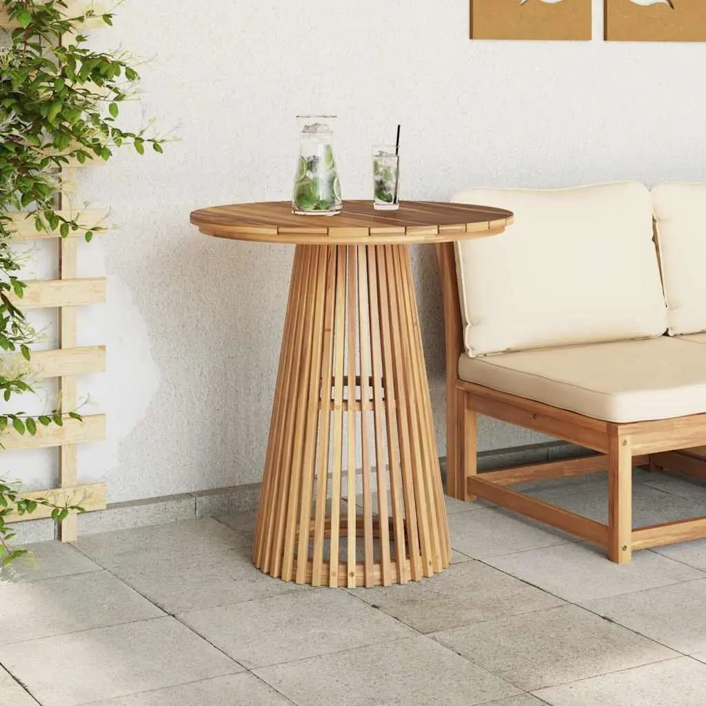 Outdoor Side Table Solid Teak Wood Round 70x70x75cm Brown