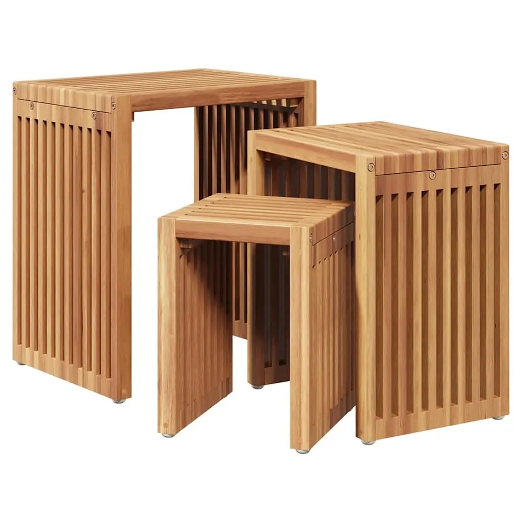 Garden Side Table Solid Teak Wood Outdoor Furniture Brown Modern 33x44.5x51cm