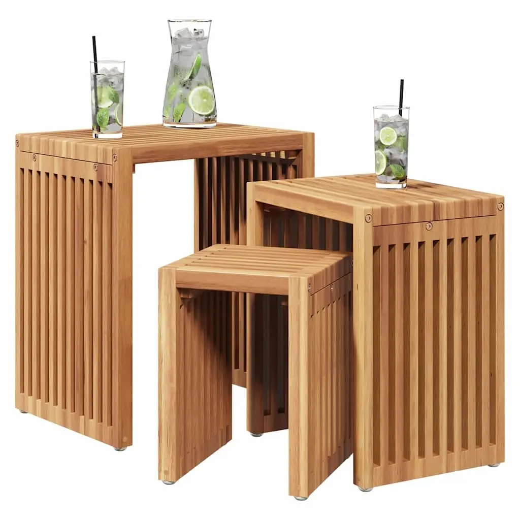 Garden Side Table Solid Teak Wood Outdoor Furniture Brown Modern 33x44.5x51cm