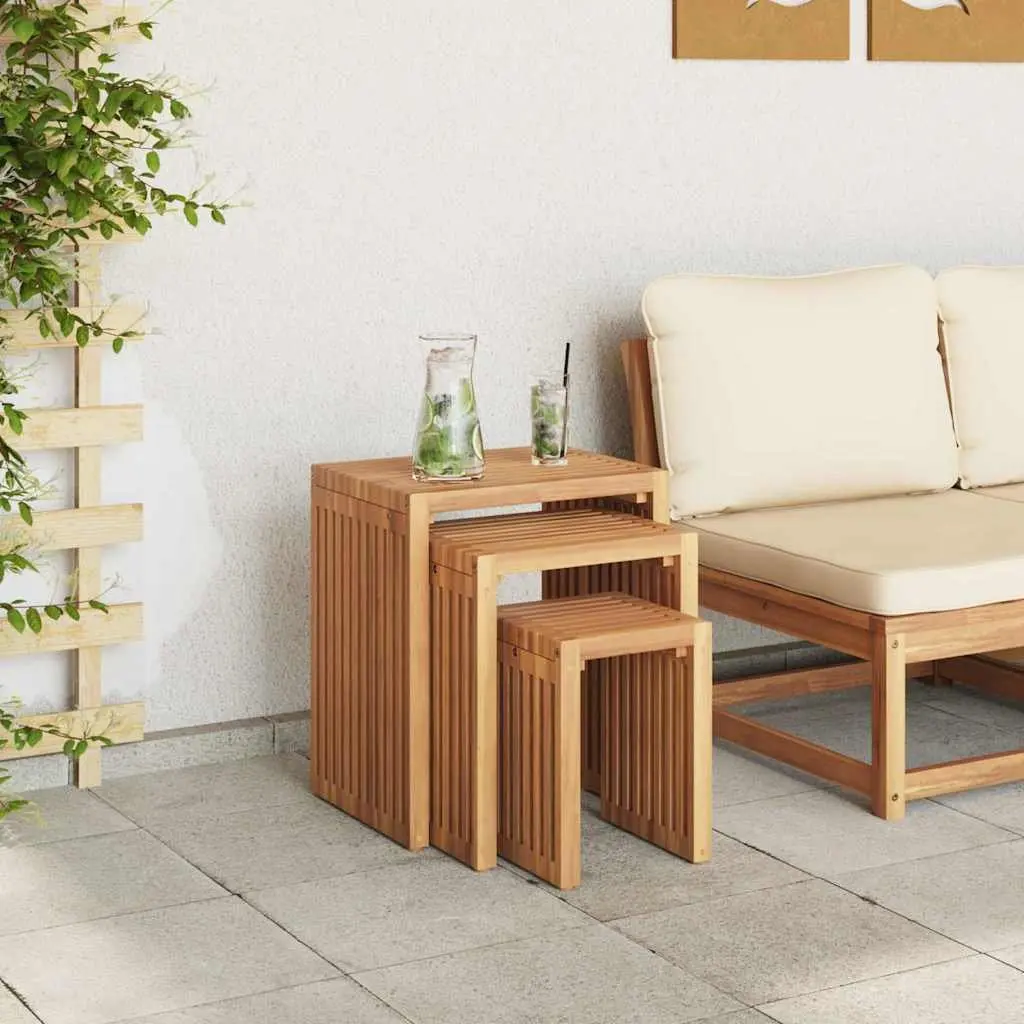 Garden Side Table Solid Teak Wood Outdoor Furniture Brown Modern 33x44.5x51cm