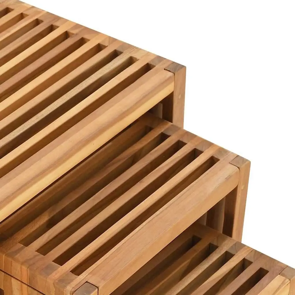 Garden Side Table Solid Teak Wood Outdoor Furniture Brown Modern 33x44.5x51cm
