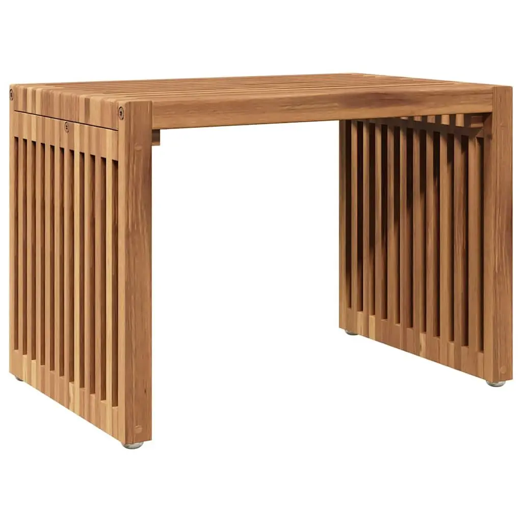Garden Side Table Brown Solid Teak Wood Outdoor Furniture 50x32.5x35cm