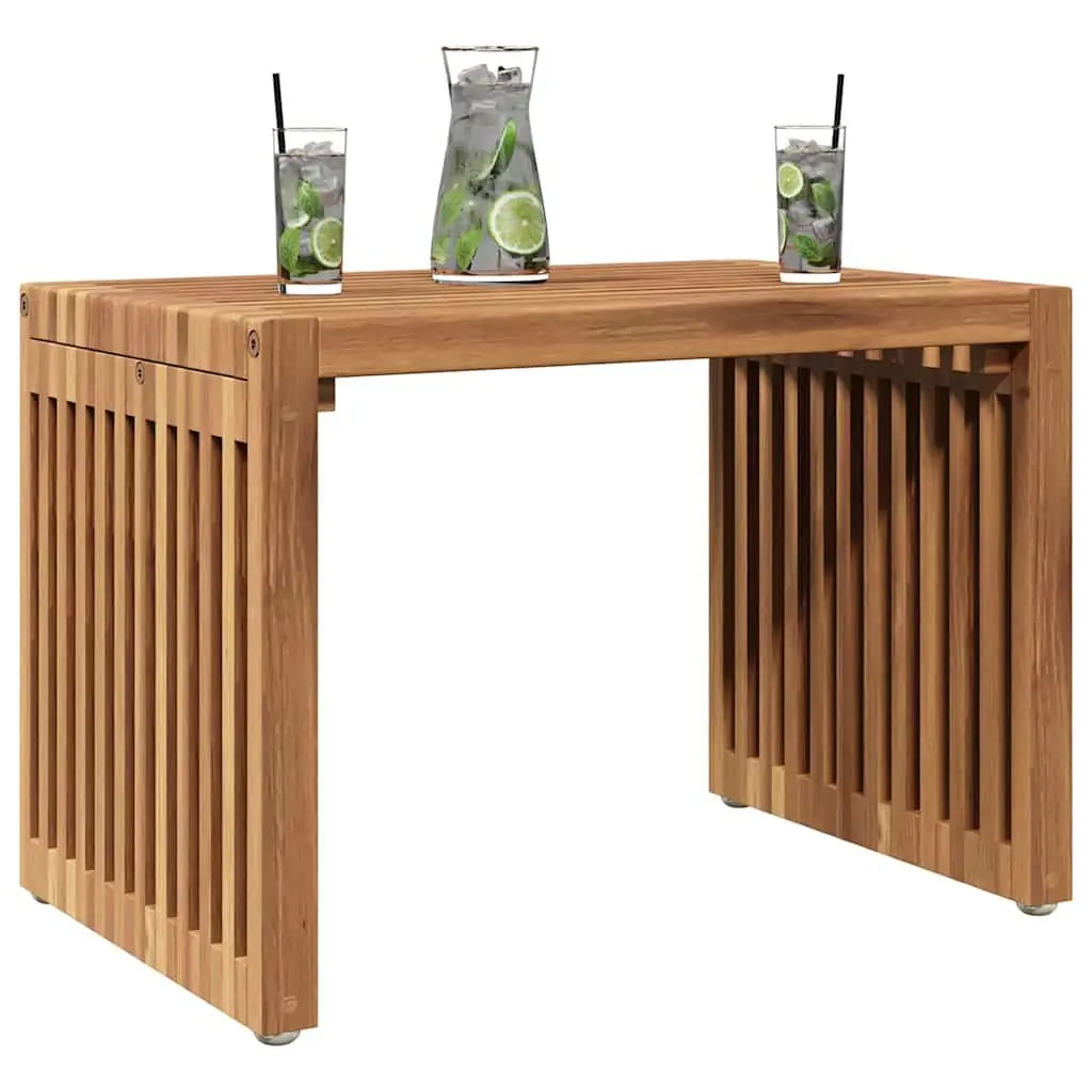 Garden Side Table Brown Solid Teak Wood Outdoor Furniture 50x32.5x35cm