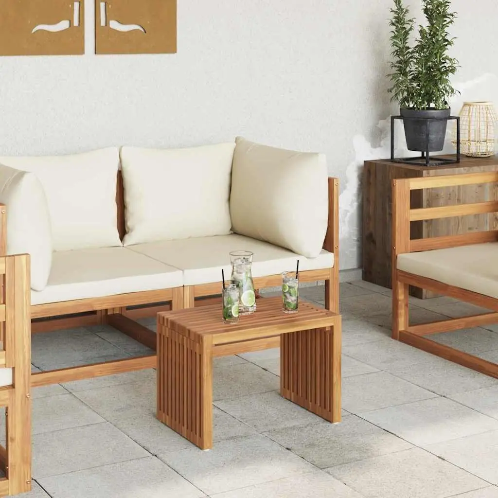 Garden Side Table Brown Solid Teak Wood Outdoor Furniture 50x32.5x35cm