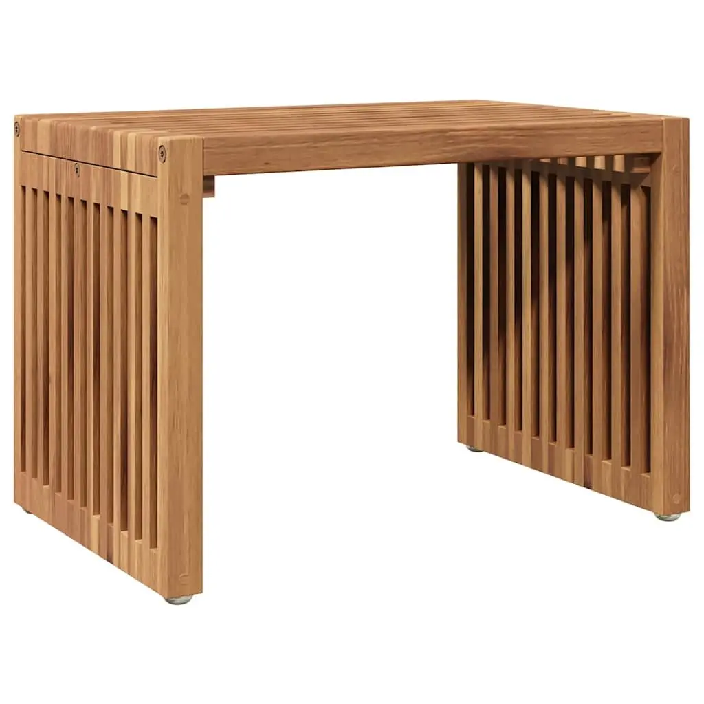 Garden Side Table Brown Solid Teak Wood Outdoor Furniture 50x32.5x35cm