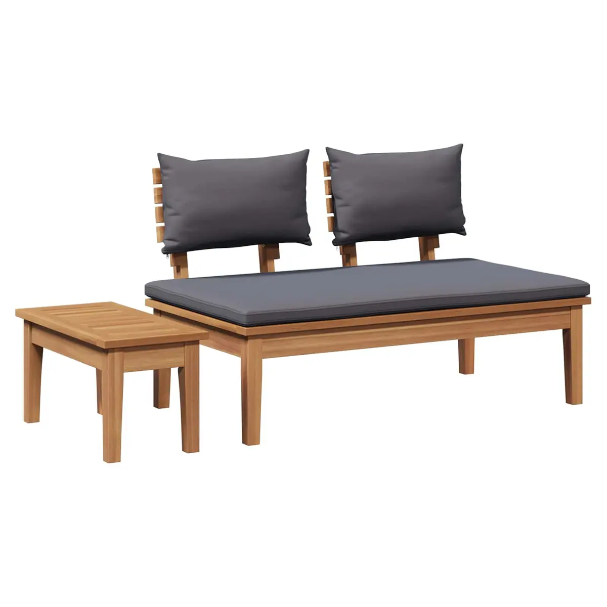 Grey Teak Wood Bench and Table Set