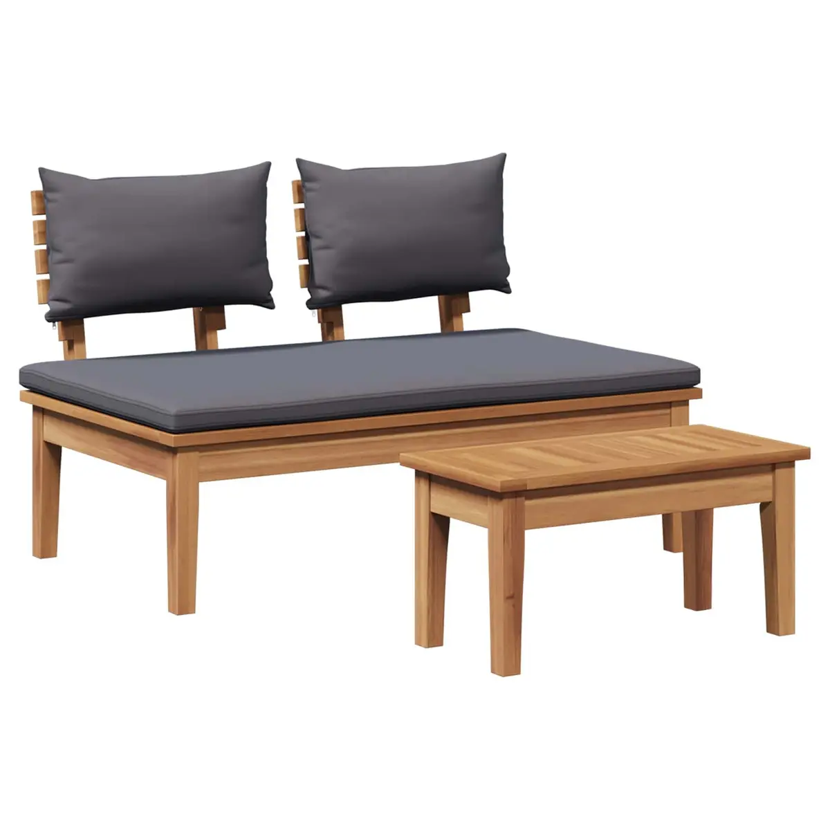 Grey Teak Wood Bench and Table Set
