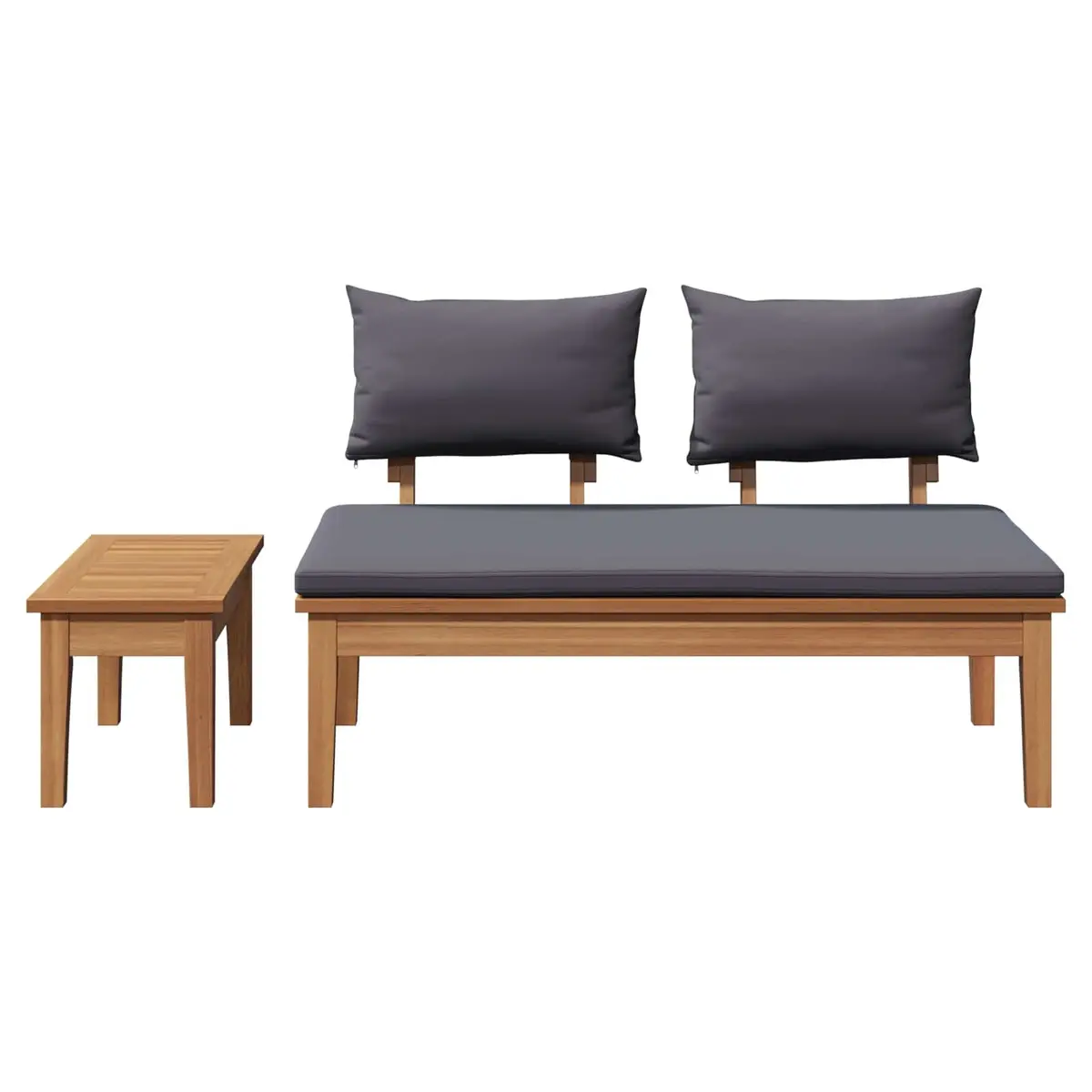 Grey Teak Wood Bench and Table Set