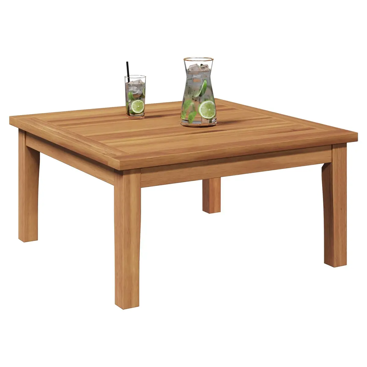 Rectangular Outdoor Furniture Set Solid Teak Wood Brown for Garden Patio