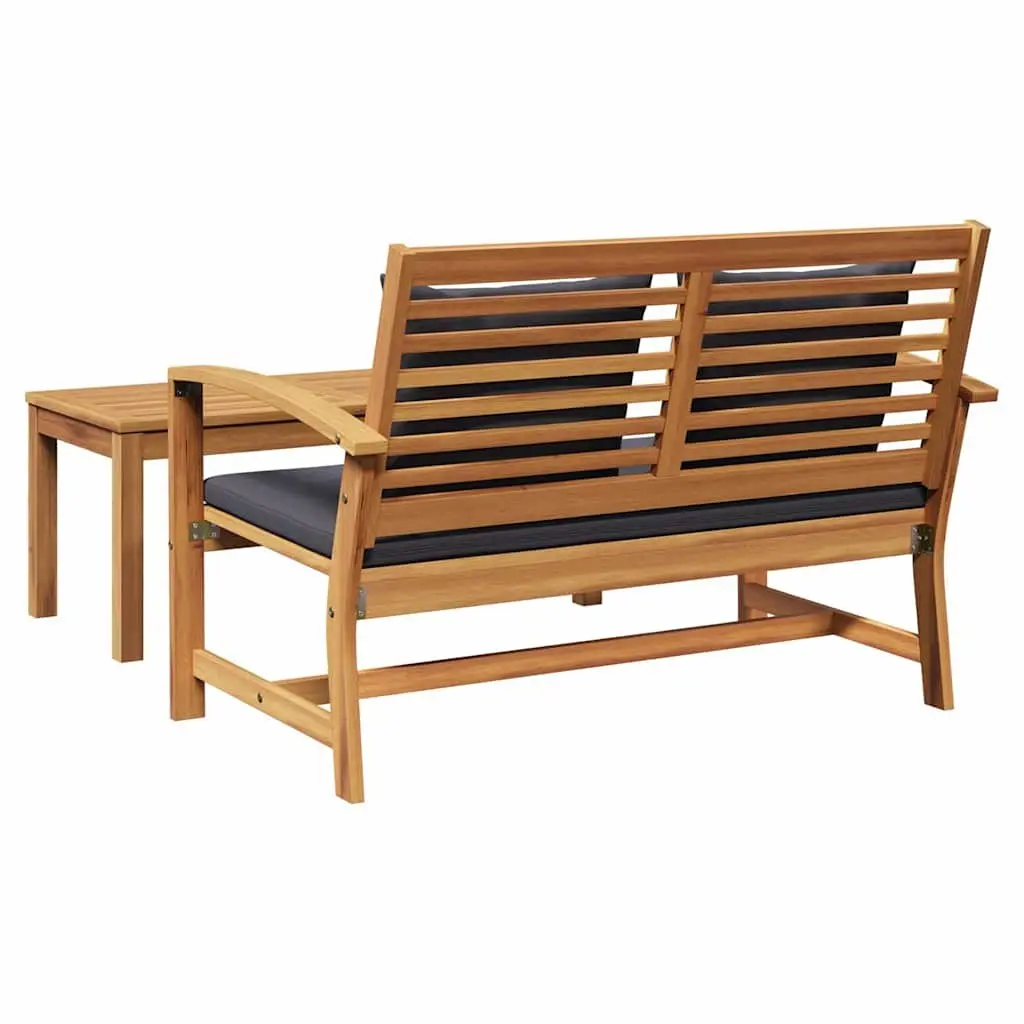 Outdoor Bench Solid Teak Wood Brown Dark Grey Rustic Rectangular Garden Patio Seating