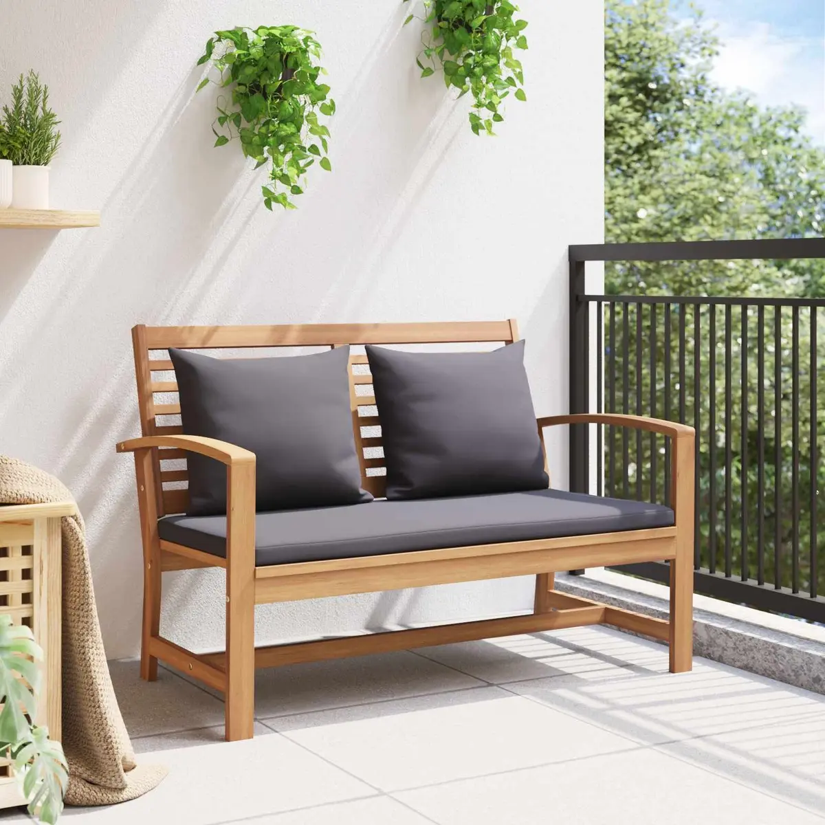 Bench and Table Set for Garden and Patio Spaces