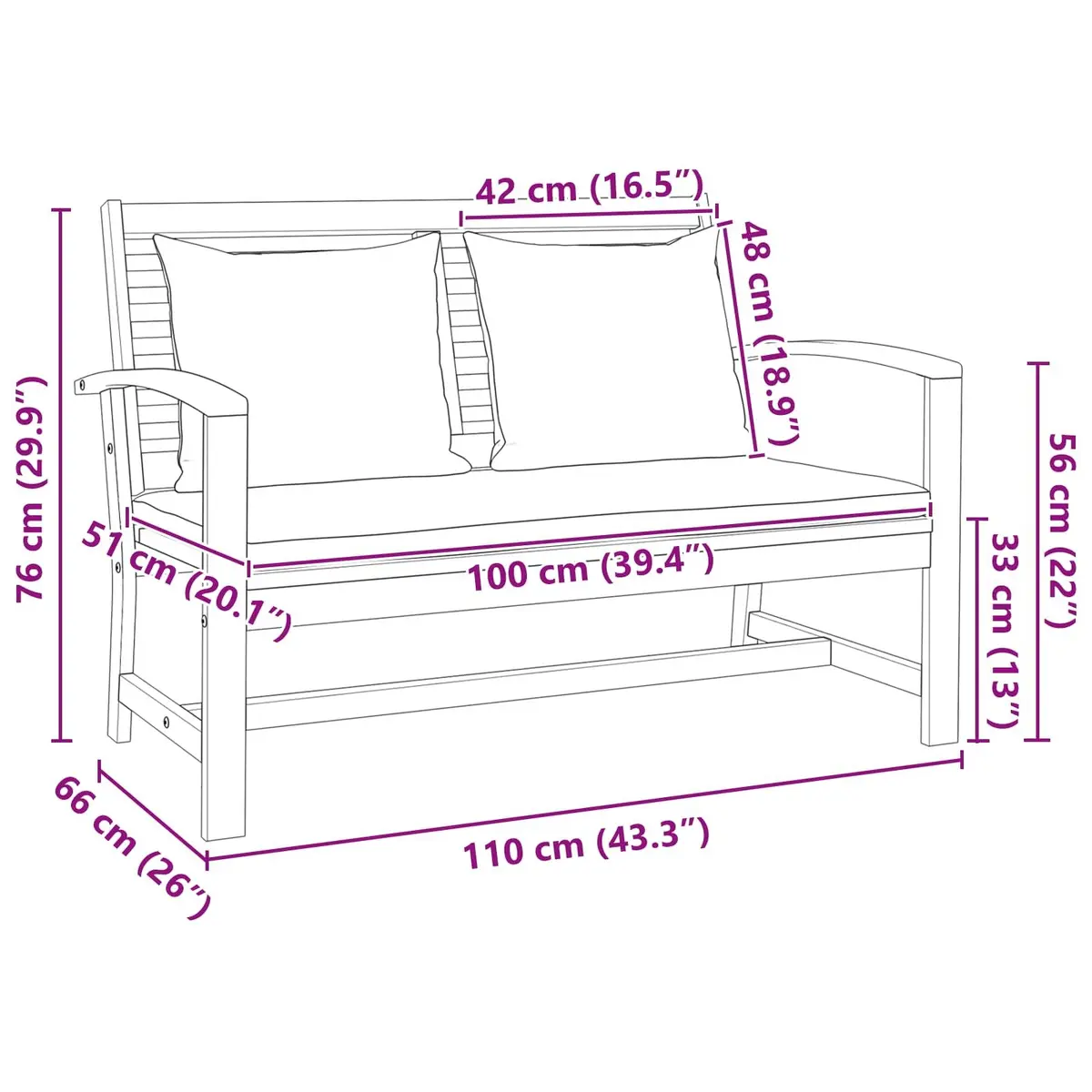 Bench and Table Set for Garden and Patio Spaces