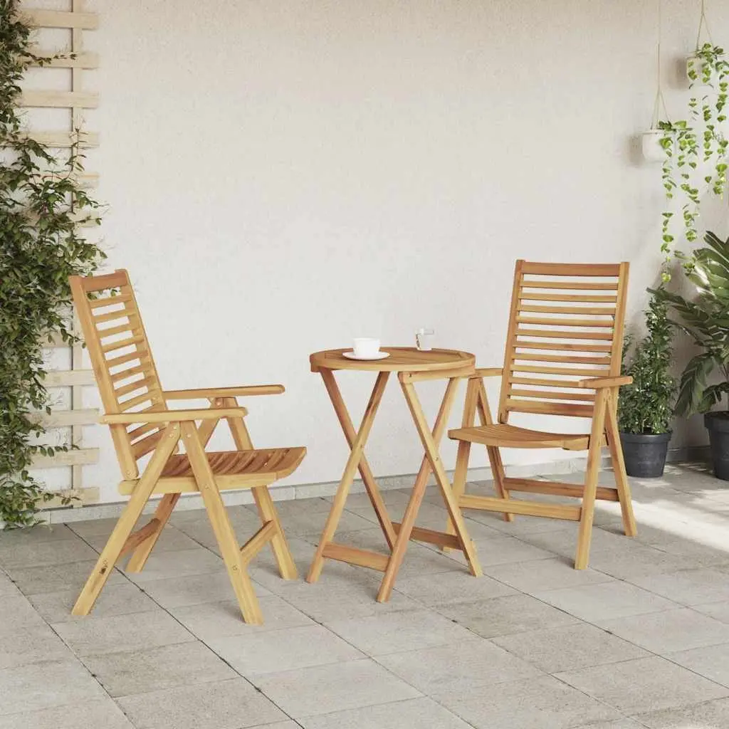 Folding Chair Teak Wood Brown Outdoor Garden 2 Piece Seating Patio Furniture