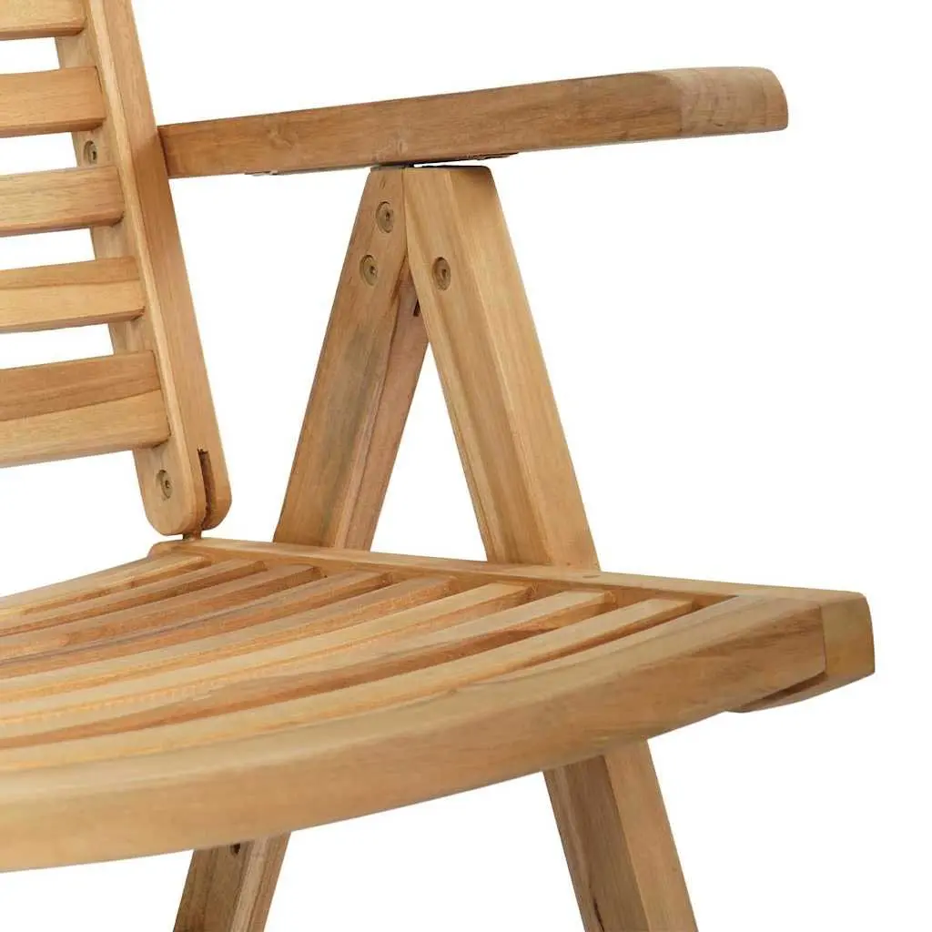 Folding Chair Teak Wood Brown Outdoor Garden 2 Piece Seating Patio Furniture
