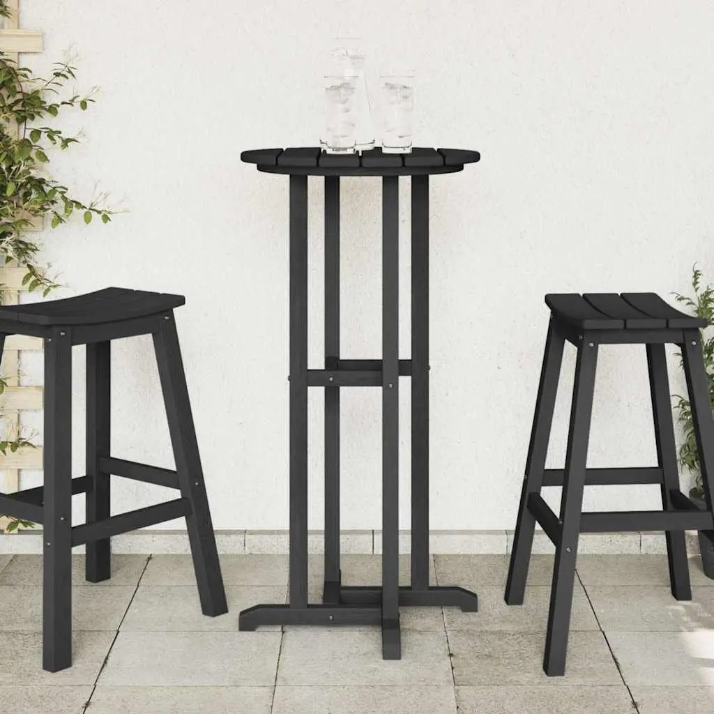 Outdoor Round Bar Table 55x55x107cm Black Polyethylene Garden Terrace Standing